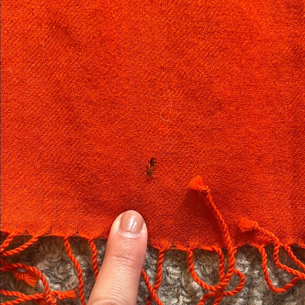 🧡 Sacred Threads 100% Wool Fringe Scarf | Vibrant Orange | Made in India - Picture 4 of 4